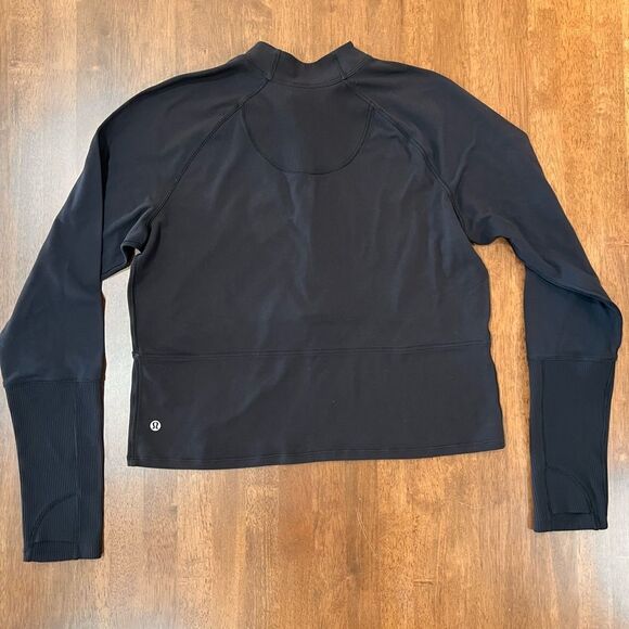 Lululemon It’s Rulu Black 3/4 Zip Long Sleeve Top Slim Fit Cropped Fits Like 10 - Picture 6 of 7